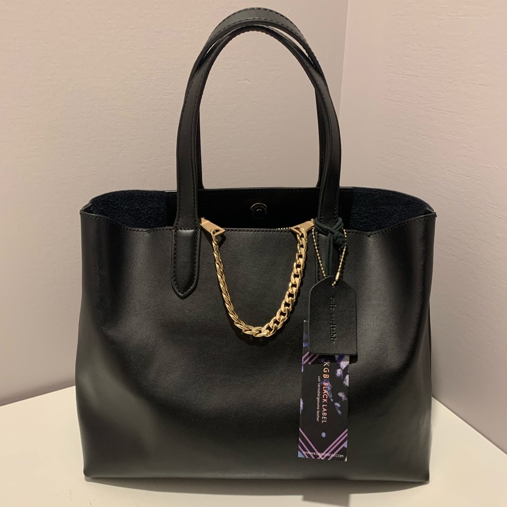 Black Italian leather handbag